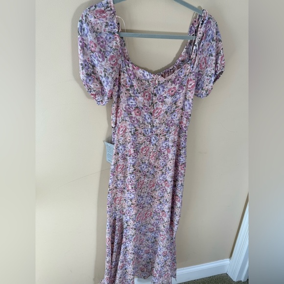 ASTR the Label Bow Tie Ruffle Dress pink purple floral Size Small NWT - Picture 7 of 7